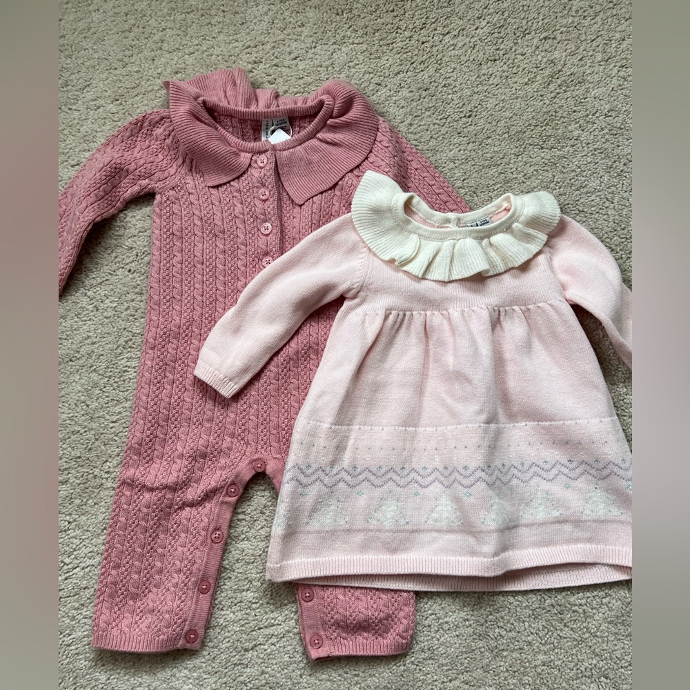 NWT Janie and Jack sweater romper and dress, 3-6 months